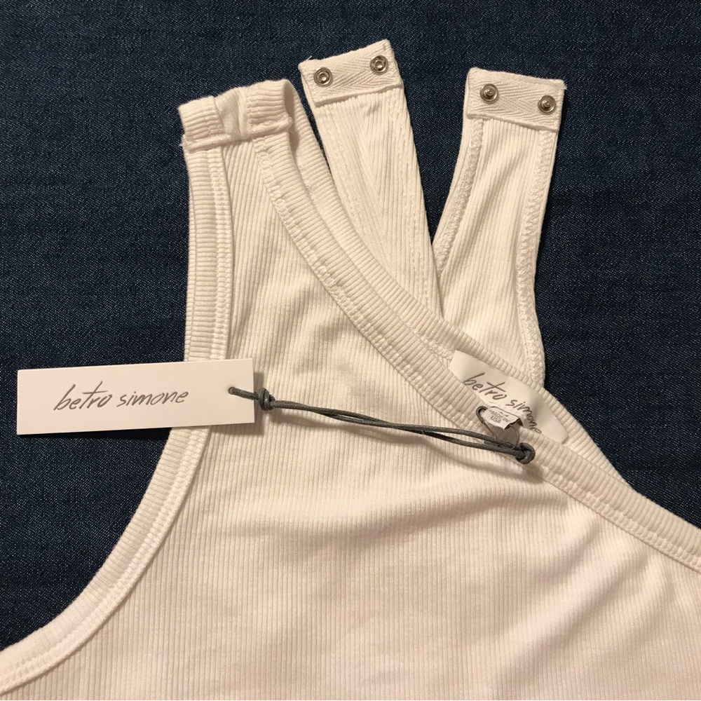 Betro Simone White Asymmetrical Ribbed Bodysuit. - Picture 9 of 11